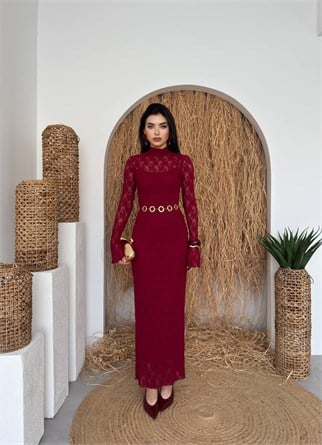 Beela Midi Dantel Tasarım Elbise KOD 00226 E6	