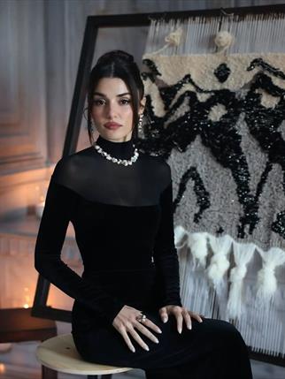 Kadife&Tül maxi boy elbise