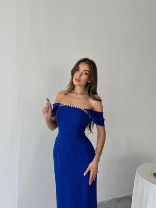 Elenor Uzun Atlas Elbise