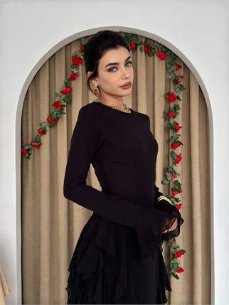 Rel Fırfır Detay Elbise