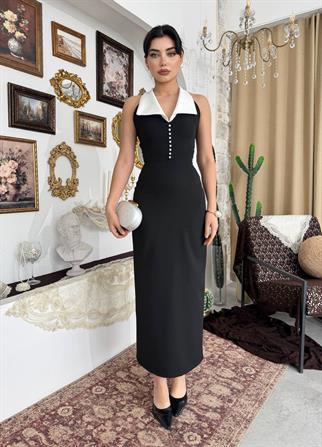 Fermuar İnci Detaylı Elbise