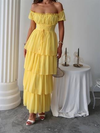 Zuzu Straplez Şifon Uzun Elbise