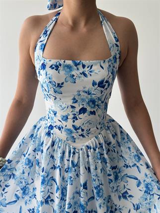 Rans Çiçek Desen Midi Elbise