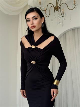Dande Broş Detaylı Elbise