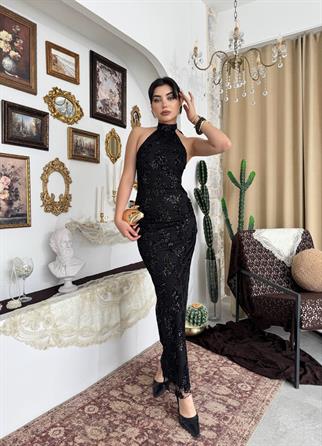 Gerne Boyun Bağlamalı Elbise