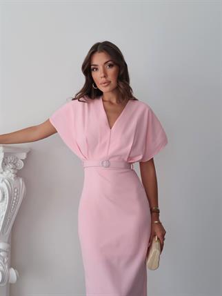 Klein Kemer Detaylı V Yaka Elbise 