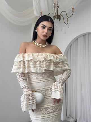 Straplez Madonna Yaka Tasarım Elbise