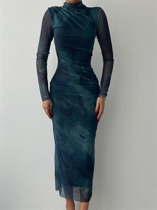 Lizz Tül Kol Midi Elbise