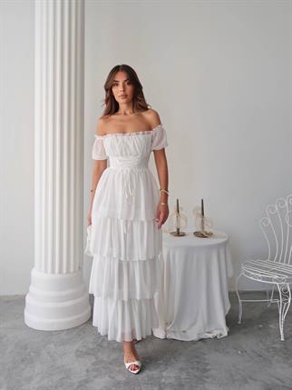 Zuzu Straplez Şifon Uzun Elbise