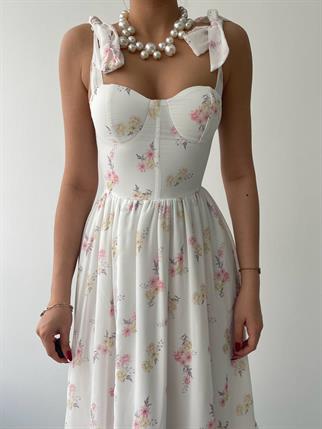 Şifon Tasarım Kayro Yırtmaçlı Elbise