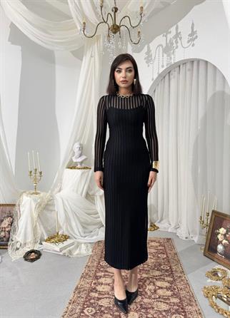 Polin Midi Tül Detay Elbise