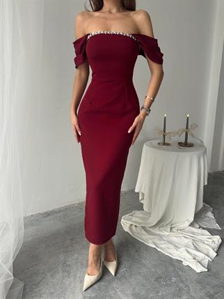 Elenor Uzun Atlas Elbise