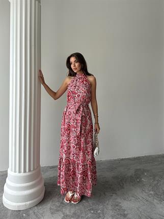 Nose Desenli Uzun Elbise