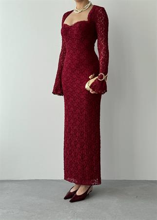 Jelon Uzun Dantel Tasarım Elbise