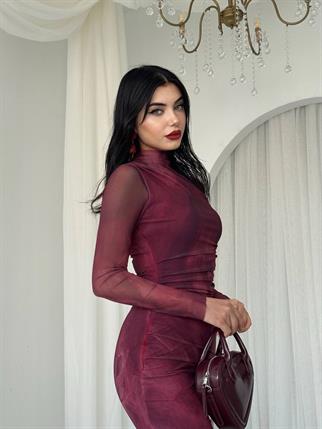 Lizz Tül Kol  Midi Elbise