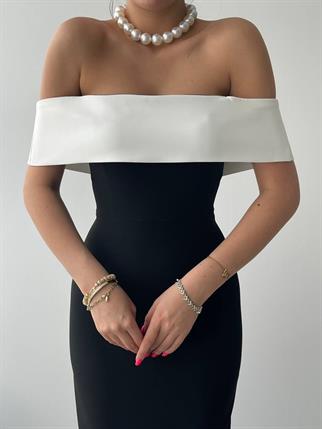 Madonna Uzun Siyah Beyaz Elbise