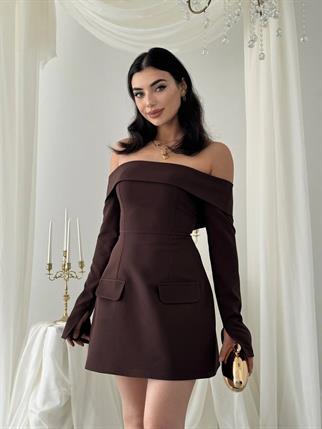 Devru Straplez Cep Detay Mini Elbise