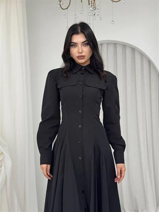 Feris Düğme Detaylı Elbise