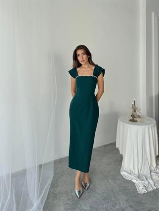 Elenor Uzun Atlas Elbise