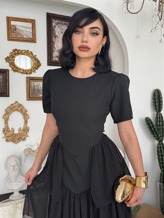 Pola Sırt Korsaj Detaylı Elbise