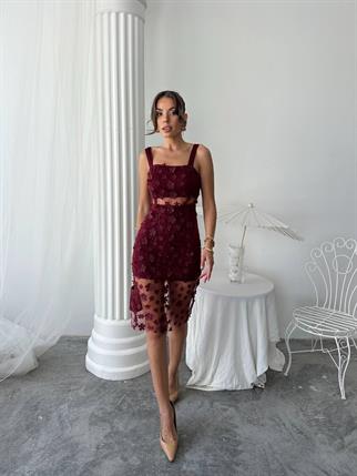 Çiçek Tül Tasarım Lara Mini Elbise