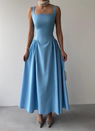 Kalın Askılı Hera Uzun Atlas Elbise