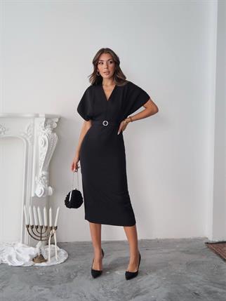 Klein Kemer Detaylı V Yaka Elbise
