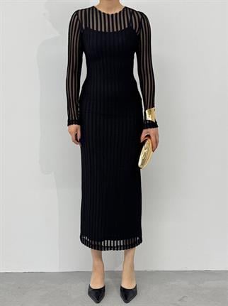 Polin Midi Tül Detay Elbise