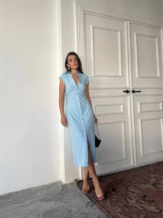 Aversa Düğme Detaylı Midi Elbise