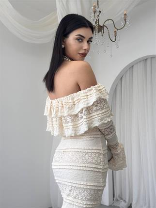 Straplez Madonna Yaka Tasarım Elbise