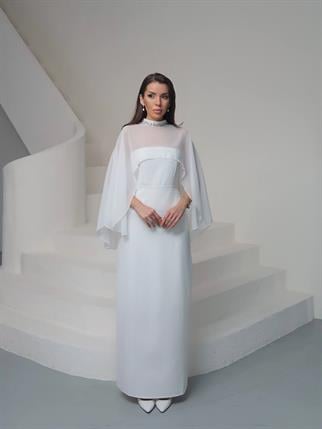 Tasarım Tül Detaylı Lilyum Uzun Elbise