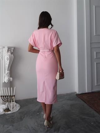 Klein Kemer Detaylı V Yaka Elbise 