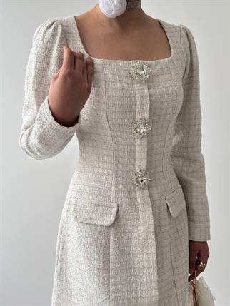 Sassa Düğme Detaylı Elbise