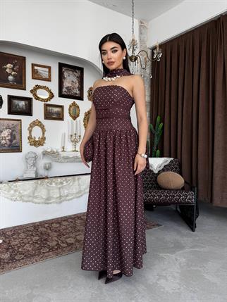 Penas Straplez Puantiyeli Elbise