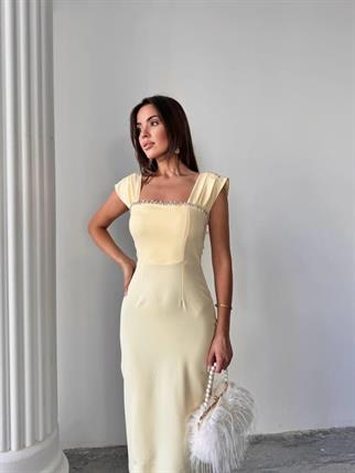 Elenor Uzun Atlas Elbise