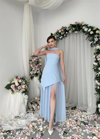 Luen Yırtmaç Detaylı Elbise