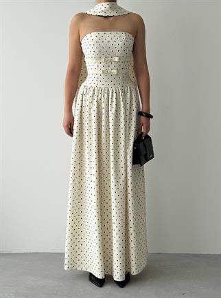 Penas Straplez Puantiyeli Elbise