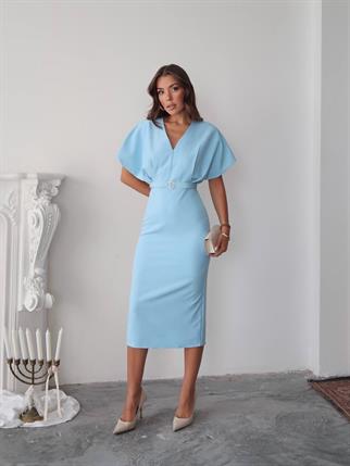 Klein Kemer Detaylı V Yaka Elbise