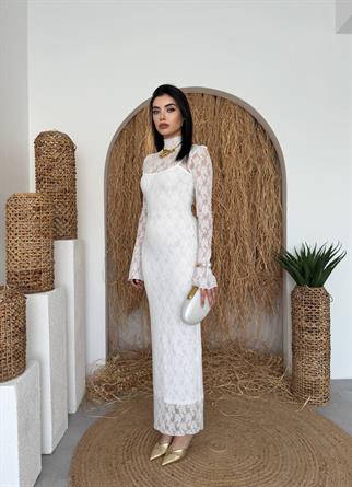 Beela Midi Dantel Tasarım Elbise