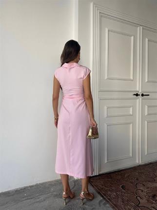 Aversa Düğme Detaylı Midi Elbise