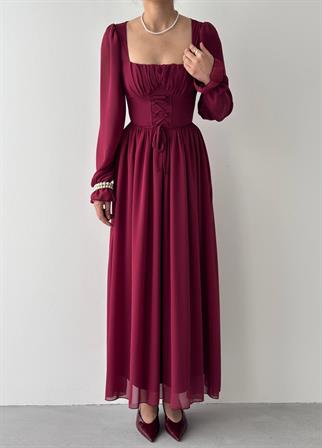 Tamo Korsaj Bağlamalı Uzun Elbise