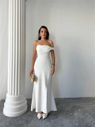 Aura Yırtmaçlı Uzun Elbise