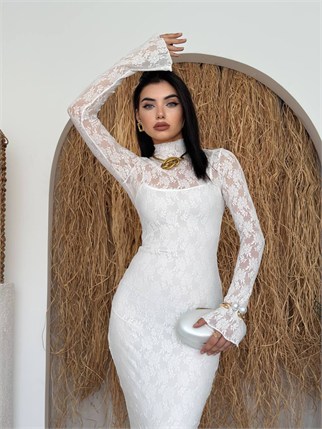 Beela Midi Dantel Tasarım Elbise KOD 00226 E6