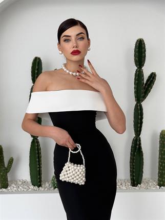 Madonna Uzun Siyah Beyaz Elbise