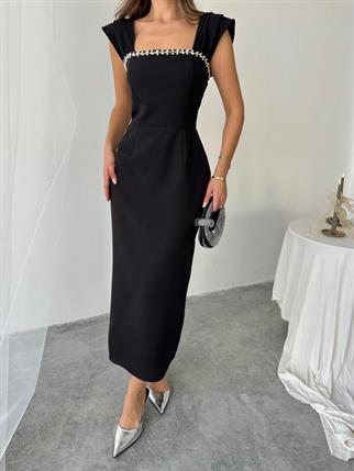 Elenor Uzun Atlas Elbise