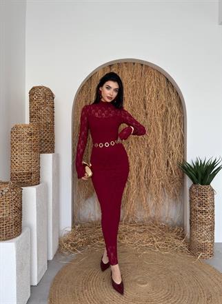 Beela Midi Dantel Tasarım Elbise