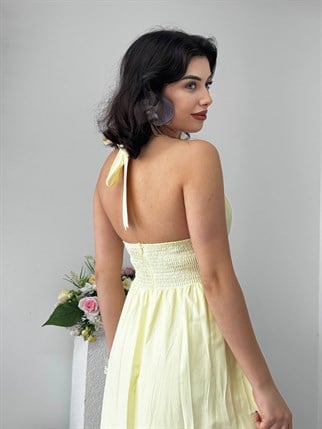 Nora Halter Yaka Poplin Elbise