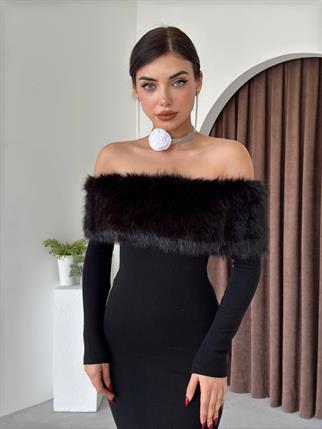 Tasarım Peluş Straplez Elbise