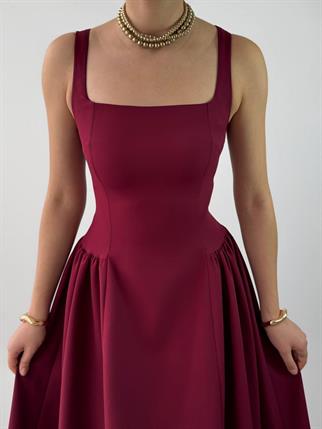 Kalın Askılı Hera Uzun Atlas Elbise