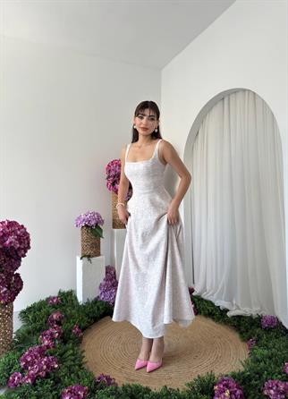 Kalf Çiçek Detaylı Elbise